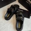 Rasteira Chanel Tiras-Preto Com Dourado