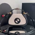 Bolsa Gucci Blondie Ráfia De Alça Média - Bege/Preto