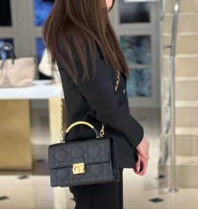 Bolsa Dior Ange Média - Preto/Dourado