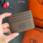Carteira Hermes Porta Cartão H - Cinza