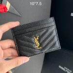 Porta Cartão Ysl Carteira-Caviar/Dourado