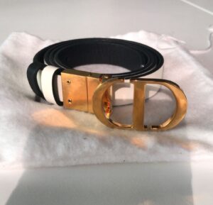 Cinto Dior Montaigne Reversível Dupla Face - Brechó - Branco/Preto