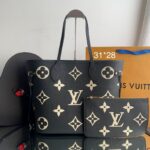 Bolsa LV Neverfull Monogram Empreinte-Preto/Bege