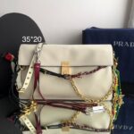 Bolsa Prada Soft Sound Pingentes Grande-Off White