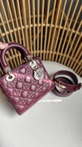 Bolsa Dior Lady Pequena - Vinho/Prata