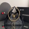 Bolsa Chanel Hobo pequena Jeans-Preto