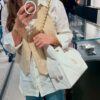Bolsa Chanel 25 Média De Couro-Branco