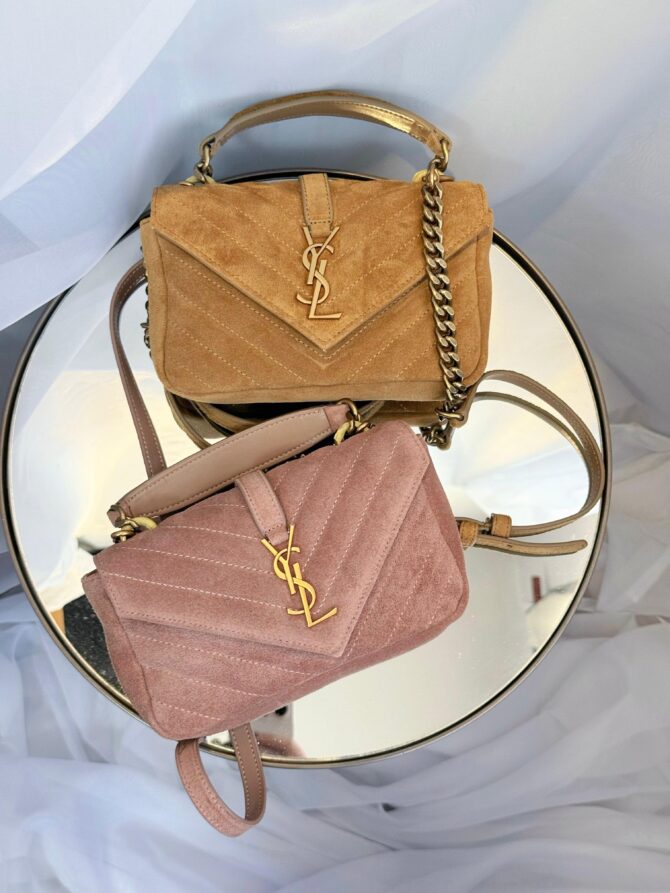 Bolsa Saint Laurent College Acolchoada Camurça