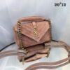 Bolsa Saint Laurent College Acolchoada Camurça-Rosê/Dourado