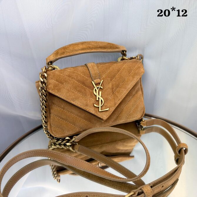 Bolsa Saint Laurent College Acolchoada Camurça - Imagem 3
