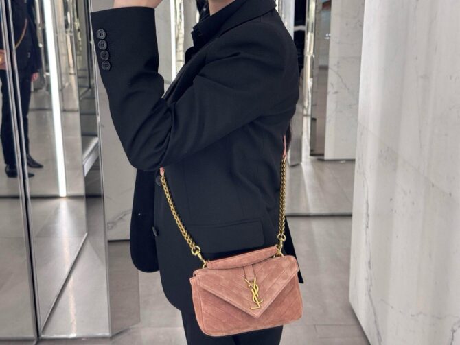 Bolsa Saint Laurent College Acolchoada Camurça - Imagem 4