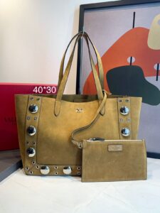 Bolsa Valentino tote Nellcôte média Camurça-Mostarda