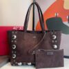 Bolsa Valentino tote Nellcôte média Camurça-Café