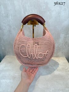 Bolsa Chloé Tote Logo Bordado-Rosê