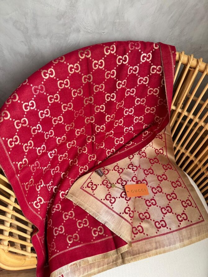 Manta Gucci Xadrez Monogram Dupla Face Com Brilho - Imagem 2