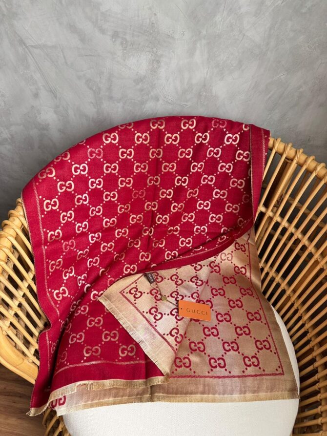 Manta Gucci Xadrez Monogram Dupla Face Com Brilho