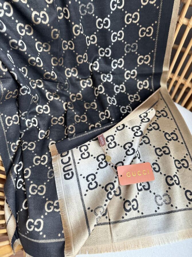 Manta Gucci Xadrez Monogram Dupla Face Com Brilho - Imagem 6