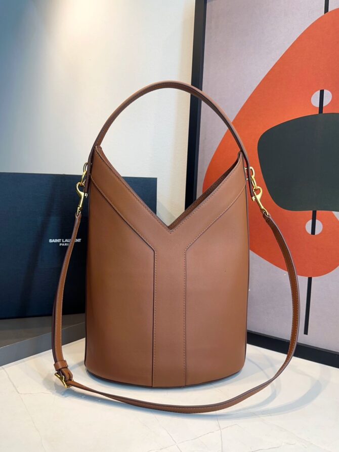 Bolsa YSL Bucket De Mão Em Couro - Imagem 7