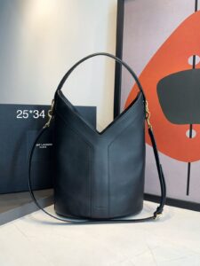 Bolsa YSL Bucket De Mão Em Couro-Preto
