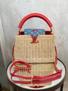 Bolsa LV Capucines LV x TM Mini-Bege/Vermelho
