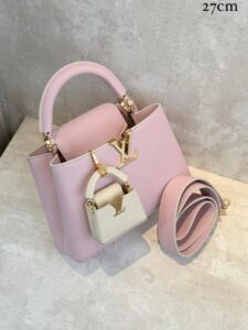 Bolsa LV Capucines BB Com Chaveiro-Rosa Claro