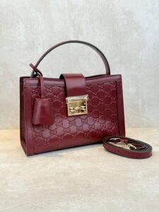 Bolsa Gucci Tiracolo Padlock Média e Cadeado-Vinho/Dourado