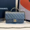 Bolsa Chanel Pequena Com Aba-Cinza escuro