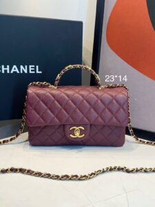 Bolsa Chanel Pequena Com Aba-Vinho