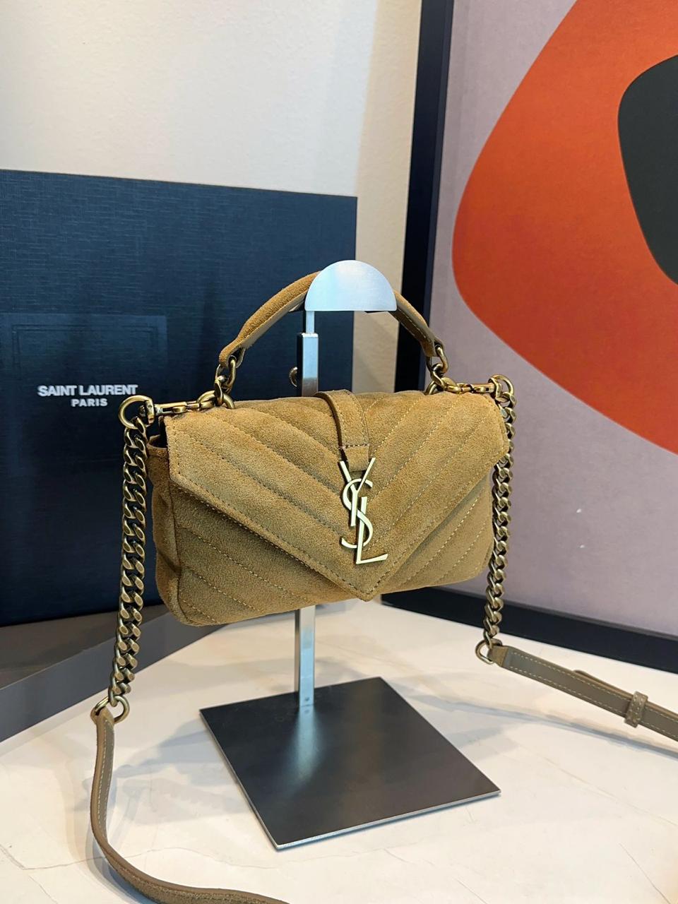 Bolsa Saint Laurent College Acolchoada Camurça - Imagem 6