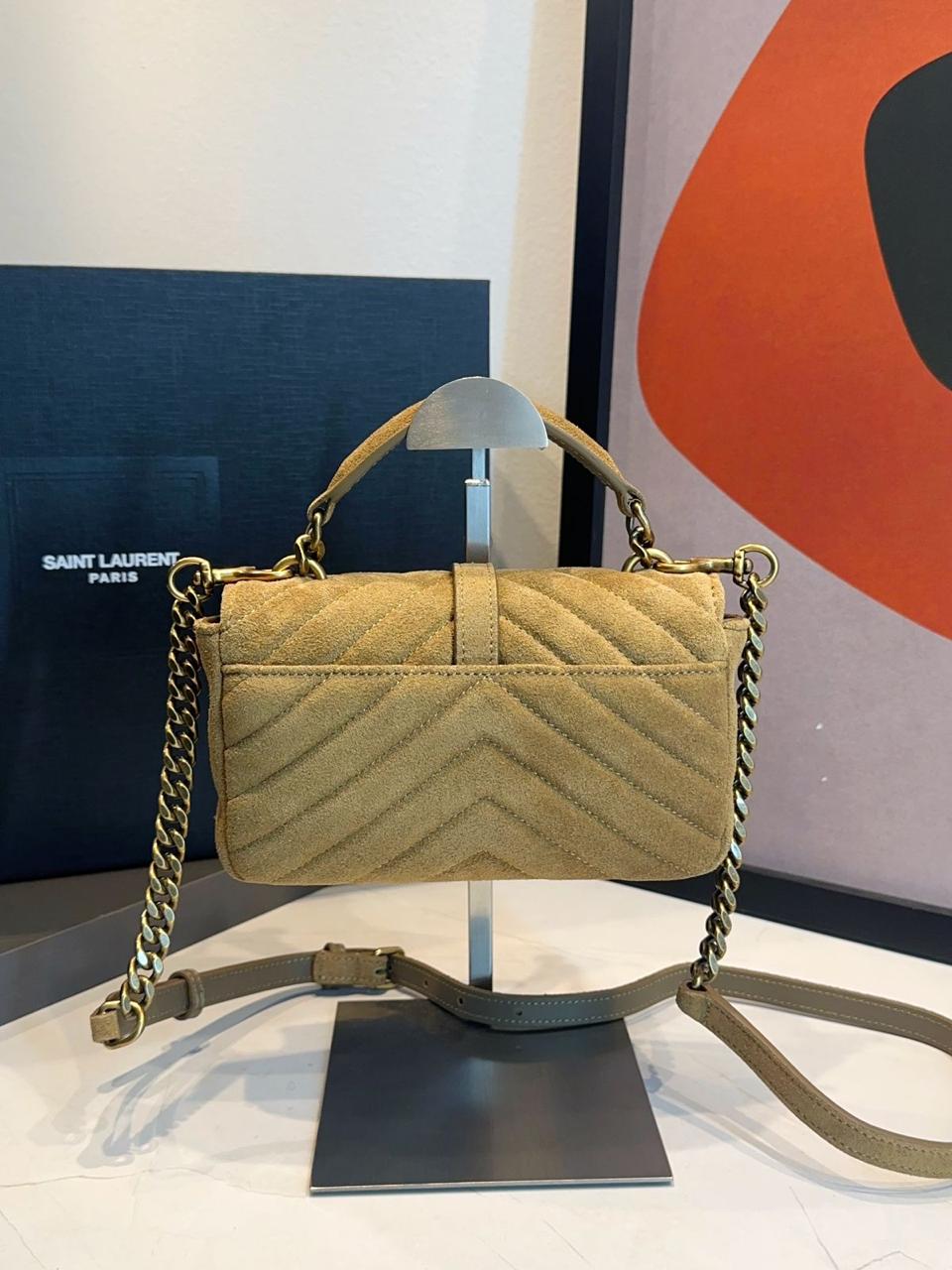 Bolsa Saint Laurent College Acolchoada Camurça - Imagem 7