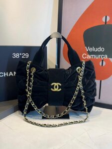 Bolsa Chanel De Laço Veludo -Preta Vedudo