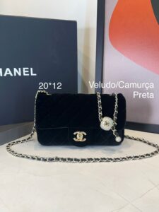 Bolsa Chanel Flap Bag Mini Veludo-Preta