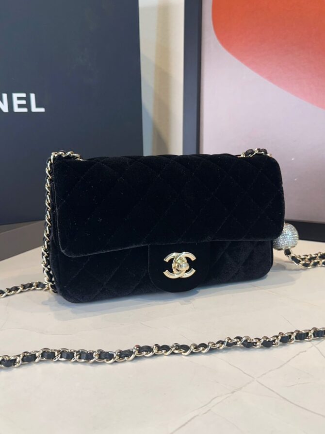 Bolsa Chanel Flap Bag Mini Veludo - Imagem 6