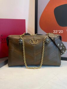 Bolsa Valentino  Panthea Couro Média -Marrom