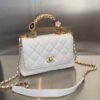 Bolsa Chanel Mini Flap -Branco/Dourado