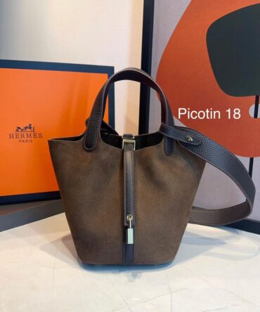 Bolsa Hermes Picotin Lock 18 Camurça