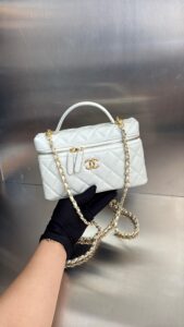 Bolsa Chanel Vanity Corrente-O;ff White/Dourado