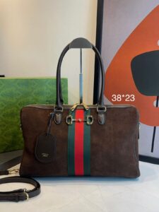 Bolsa Gucci Boston Borsettoo Grande Camurça-Marrom