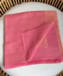 Pashimina LV Monogram Com Brilho-Rosa/Dourado