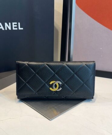 Carteira Chanel Acolchoada Couro Caviar