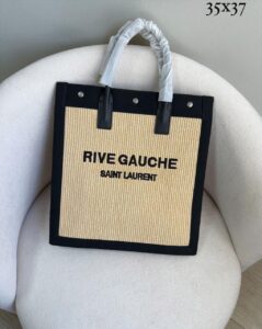 Bolsa Saint Laurent Rive Gauche Palha - Bege/Preto