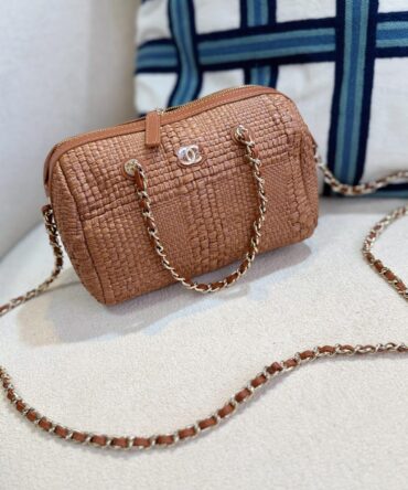 Bolsa Chanel Mini Bowling Ráfia