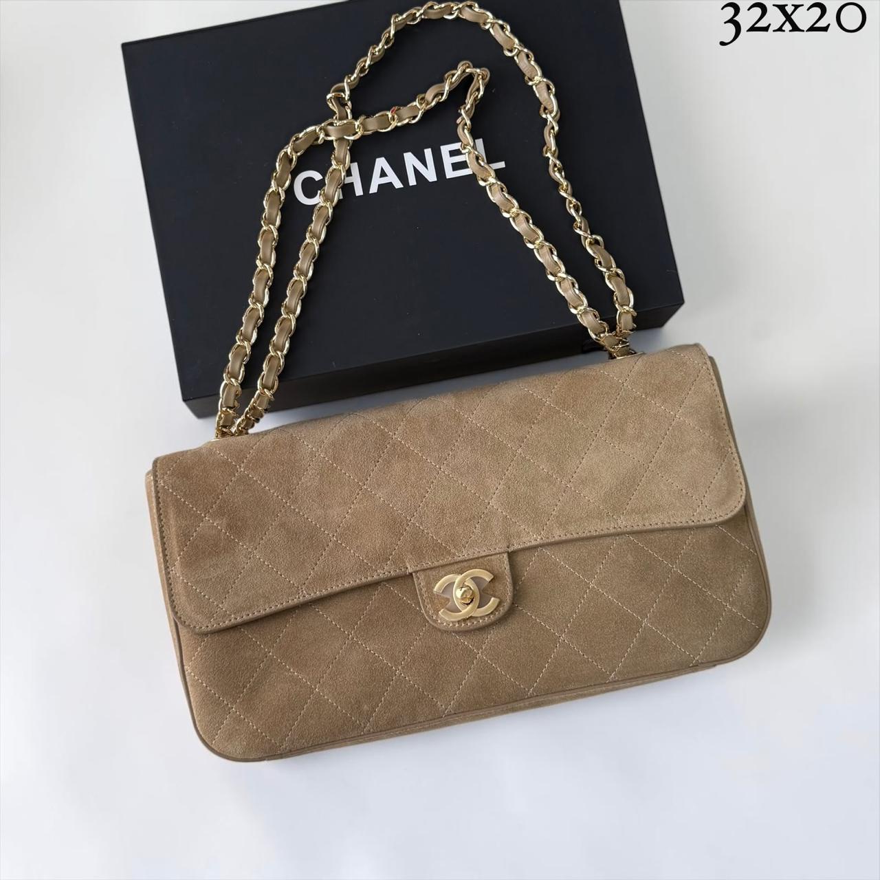 Bolsa Chanel Média Flap Souplissimo Camurça