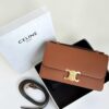Bolsa Celine Triomphe Folio Média-Caramelo/Dourado
